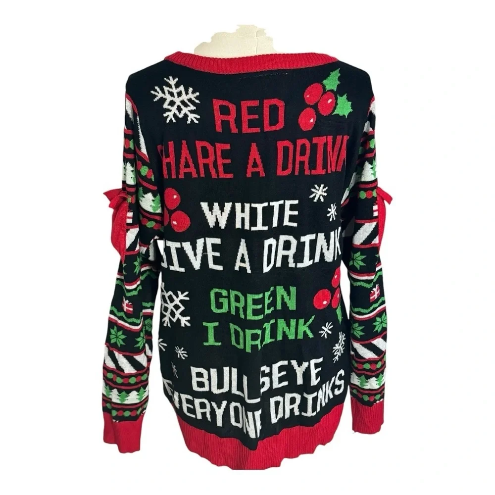 TIPSY ELVES‎ MEN'S DRINKING GAME UGLY CHRISTMAS SWEATER HOLIDAY SIZE L PARTY TOP
